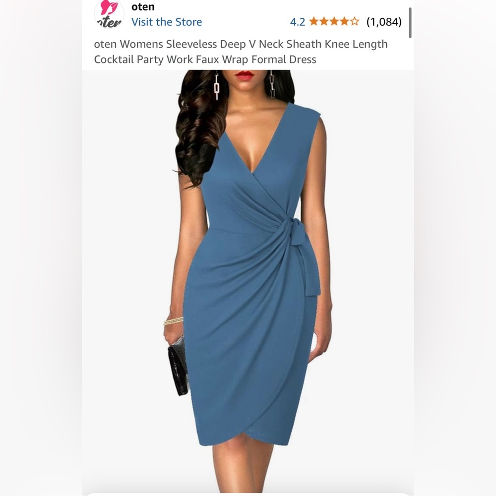 Medium Sleveless Blue Wrap Dress